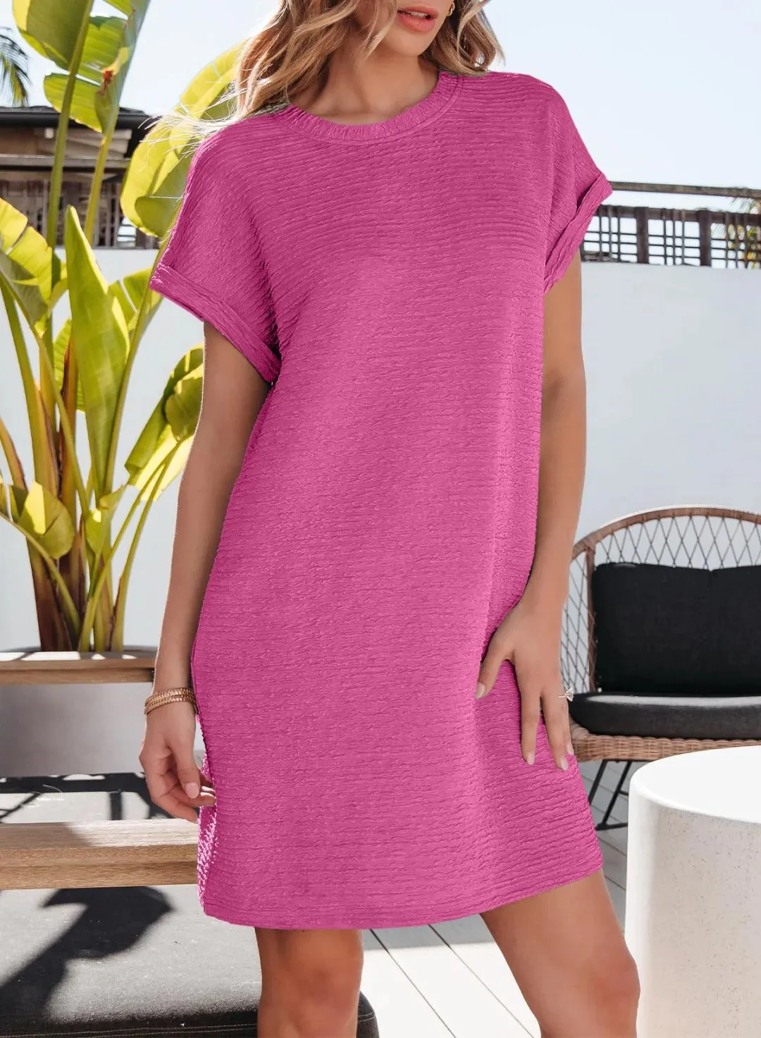 Women's Lightweight Summer Short Sleeve Dress with Pockets - Image 4