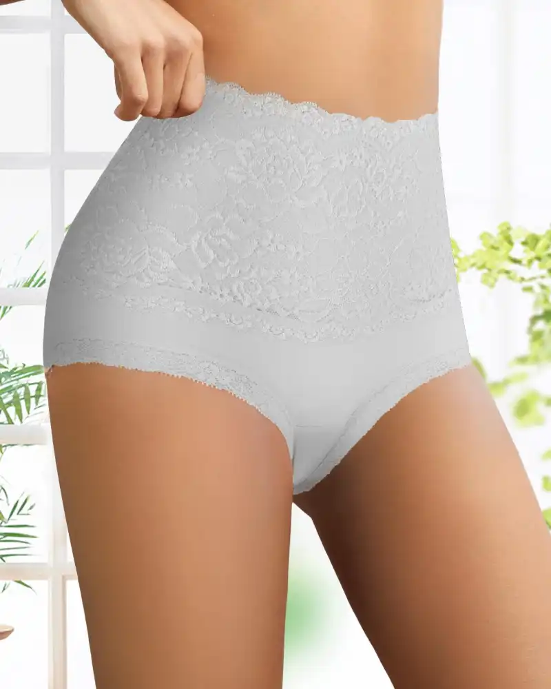 Women's Floral Lace High Waist Hip Lifting Cotton Briefs (3 Pack / 6 Pack) - Image 15