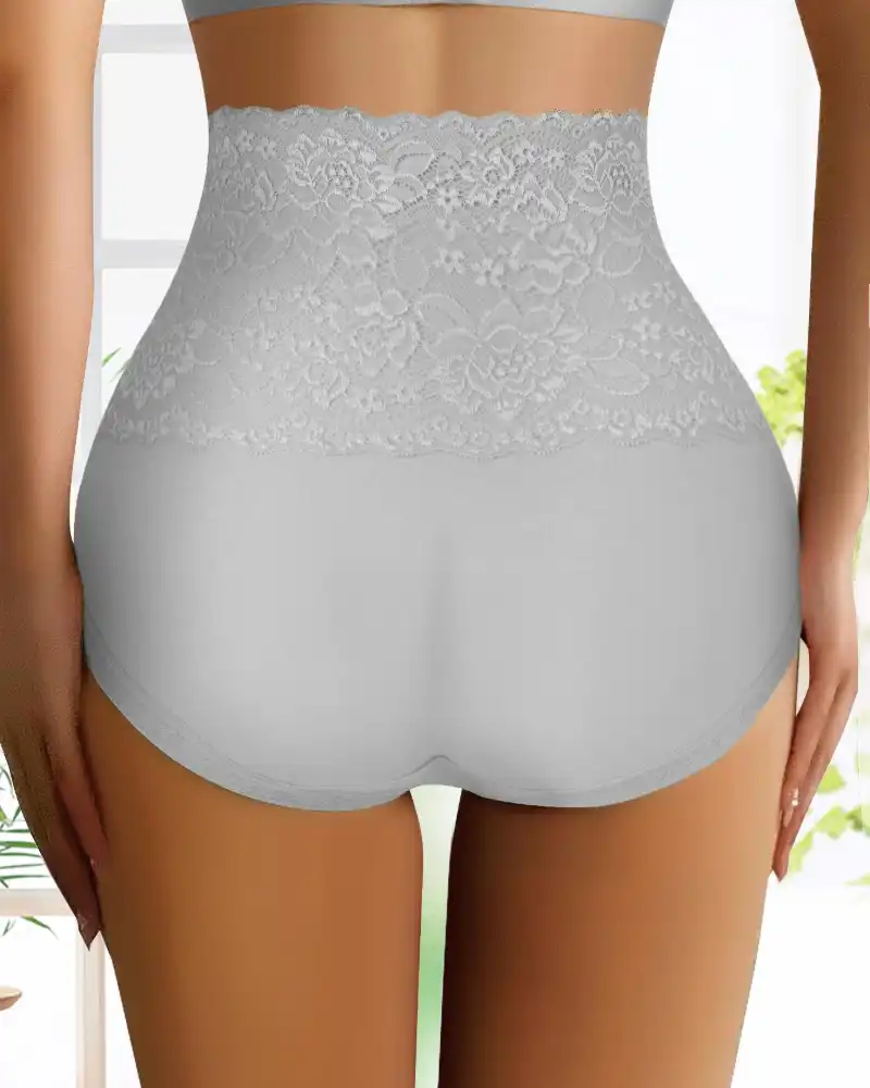 Women's Floral Lace High Waist Hip Lifting Cotton Briefs (3 Pack / 6 Pack) - Image 16