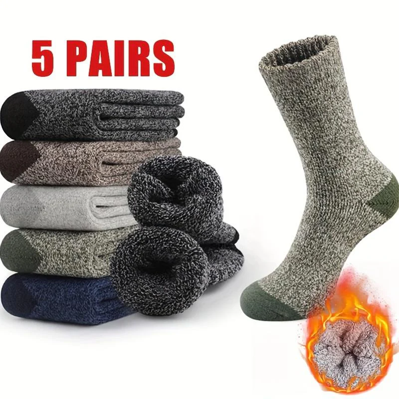 5 Pairs of Men's and Women's Thickened Warm Winter Socks - Image 3