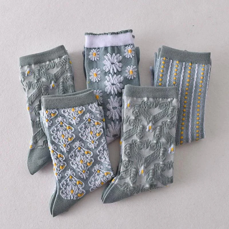 5 Pairs Womens Floral Socks - Image 11