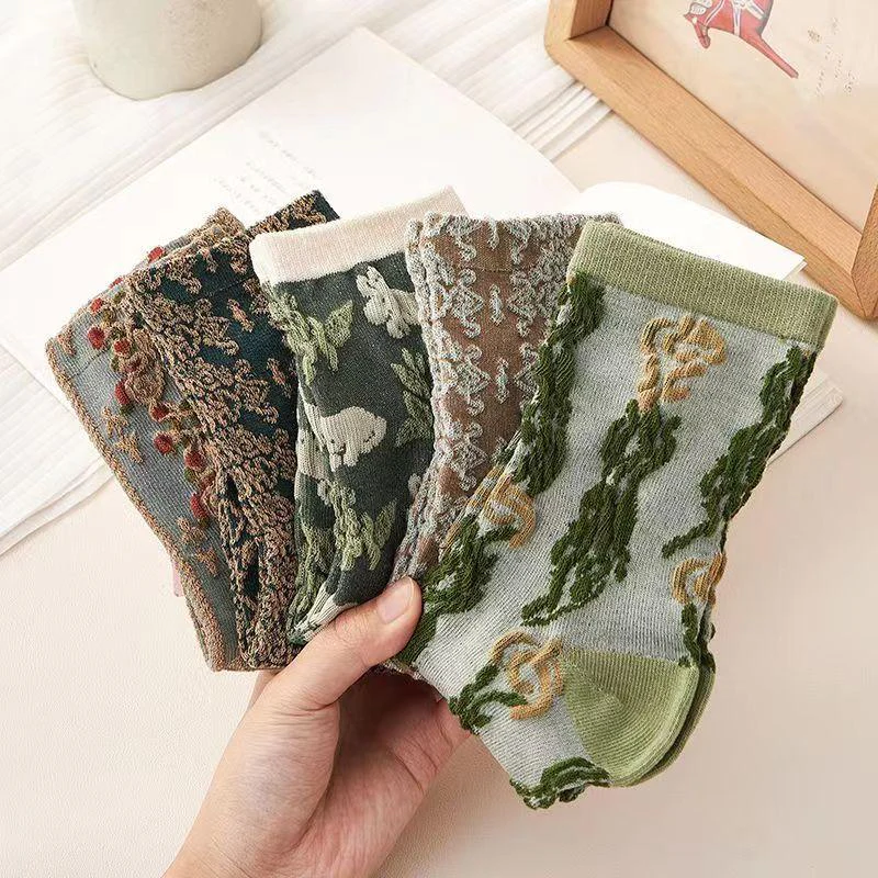 5 Pairs Womens Floral Socks - Image 3