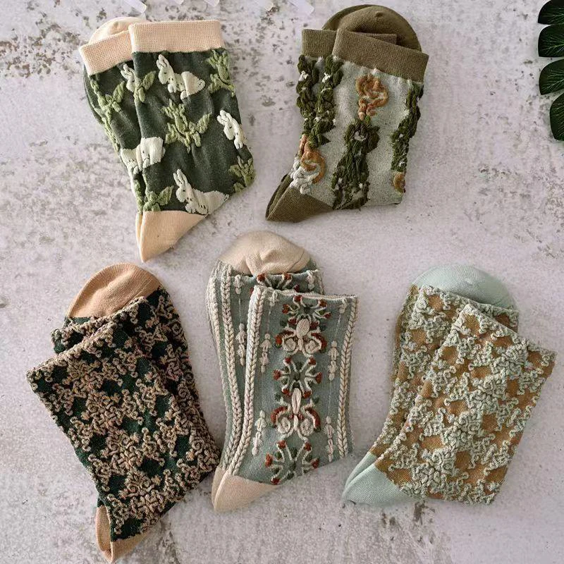 5 Pairs Womens Floral Socks - Image 4