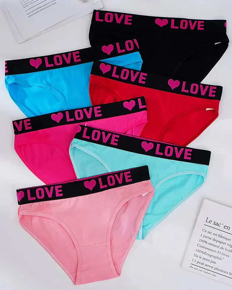 Women's High Rise Love Letter Tape Panties（6 Pack） - Image 3