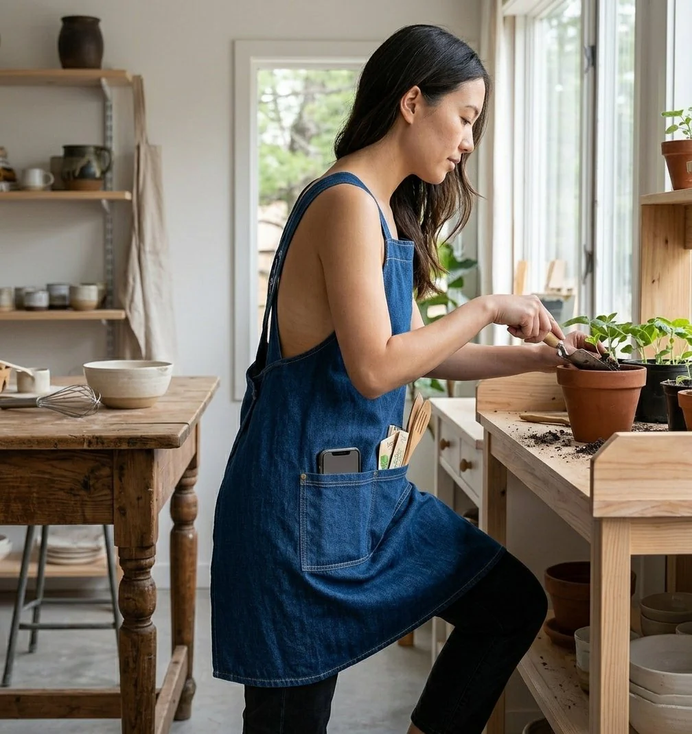 Ergonomic Cross-Back Denim Apron - Image 6