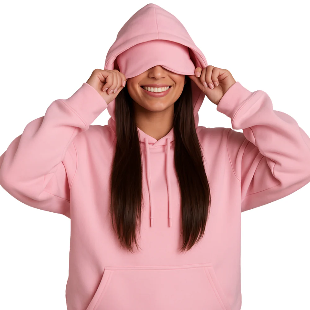 Airplane Model Travel Hoodie Eye Mask Built in Long Sleeve Oversized Sweatshirt - Image 5