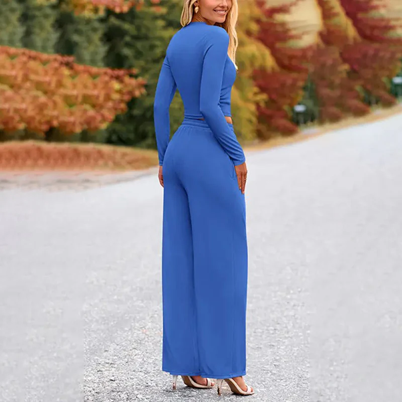 Crop Top Straight Leg Pants 2-Piece Lounge Set - Image 7