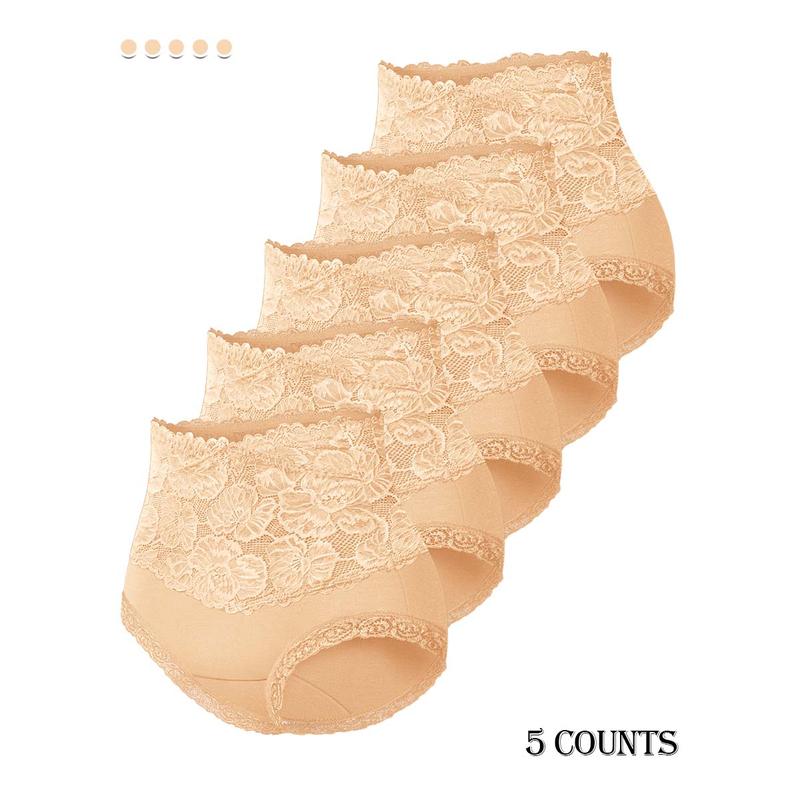 Comfy Everyday High-Waist Panties with Lace Trim, 5-Pack - Image 18