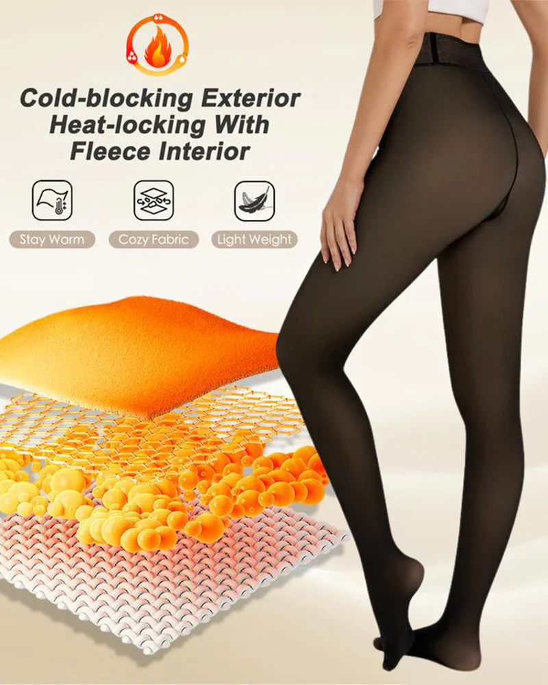 Semi-Transparent Single Seam Fleece Lined Tights - Image 3