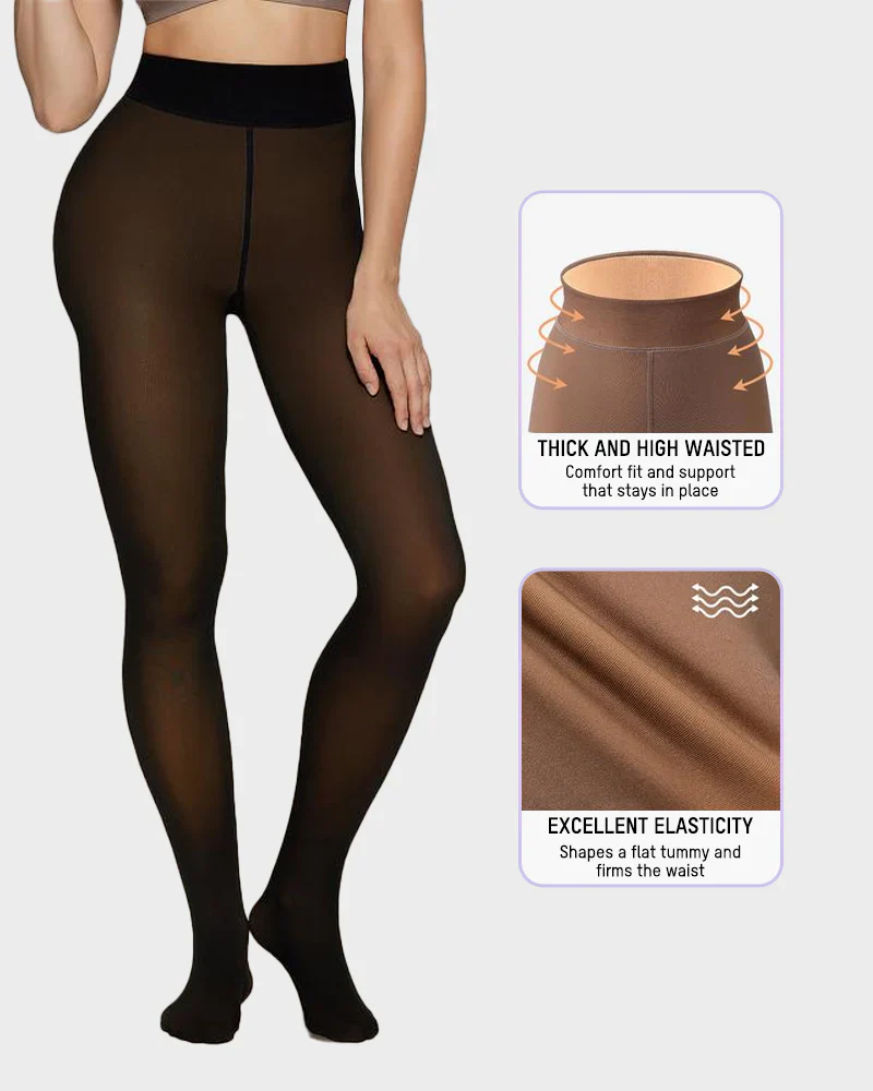 Semi-Transparent Single Seam Fleece Lined Tights - Image 6