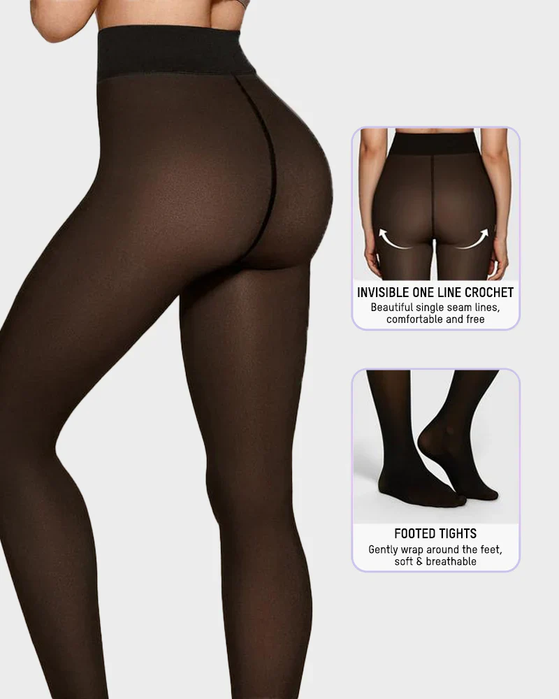 Semi-Transparent Single Seam Fleece Lined Tights - Image 7