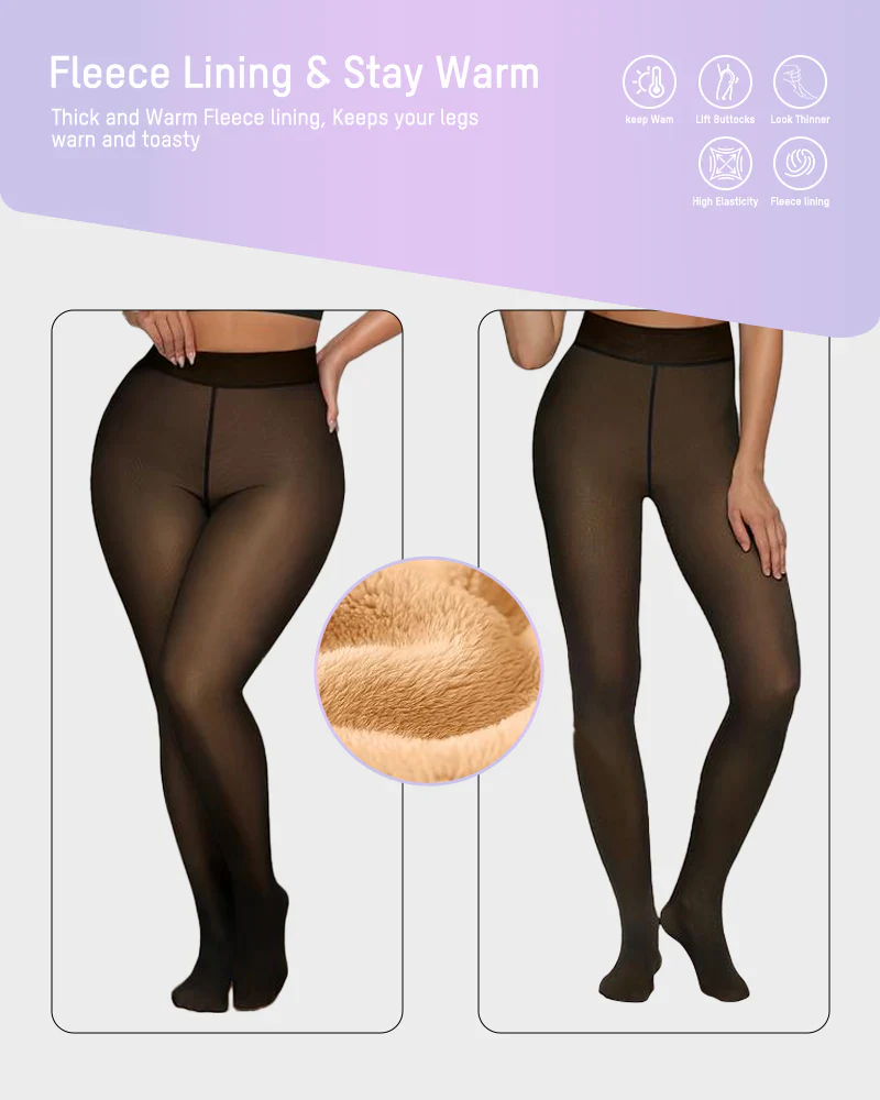 Semi-Transparent Single Seam Fleece Lined Tights - Image 8