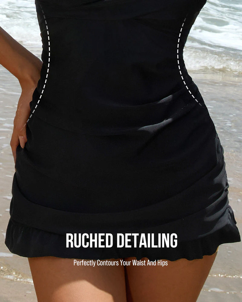 Deep V Cross-Back Ruched One-Piece Swimsuit - Image 20
