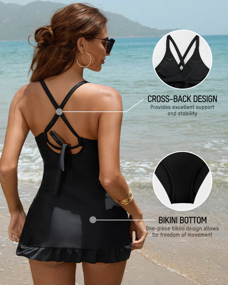Deep V Cross-Back Ruched One-Piece Swimsuit - Image 22