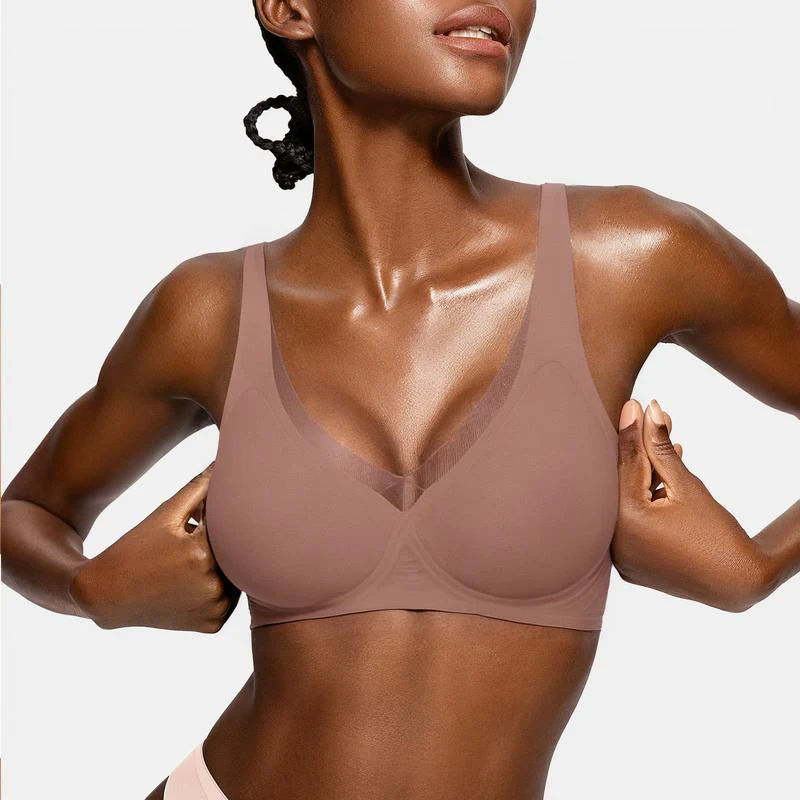 Deep V-Mesh Wireless Seamless Women's Bra - Image 12