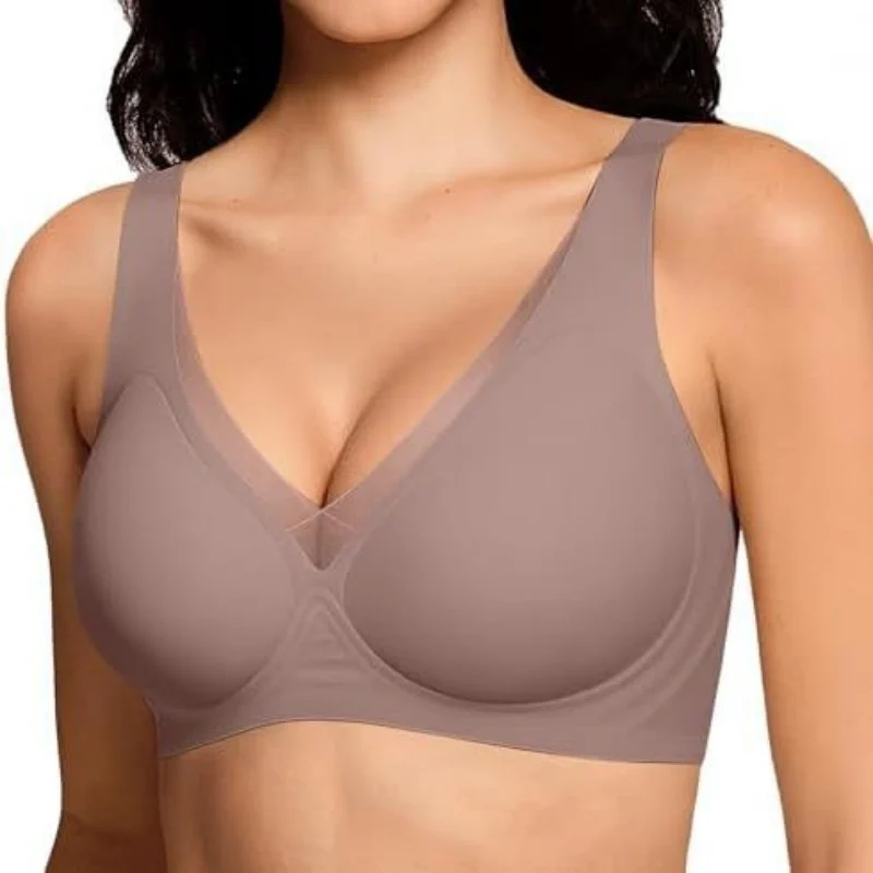Deep V-Mesh Wireless Seamless Women's Bra - Image 14