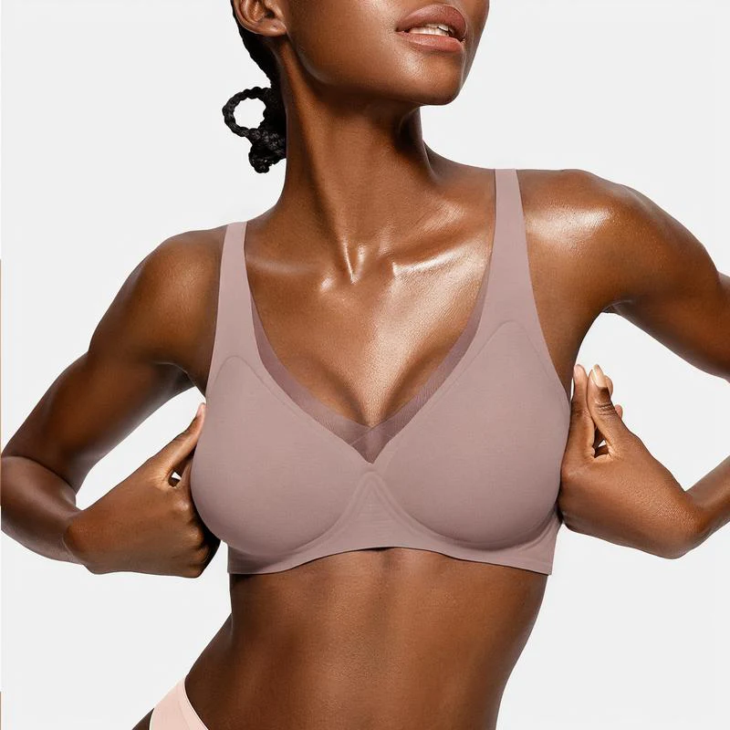 Deep V-Mesh Wireless Seamless Women's Bra - Image 15
