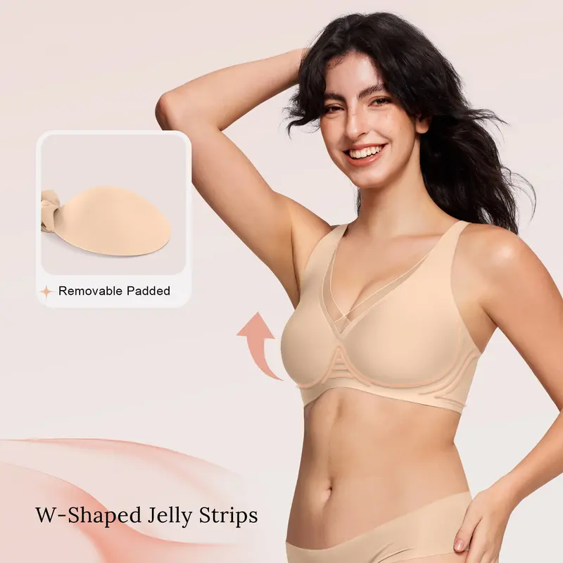 Deep V-Mesh Wireless Seamless Women's Bra - Image 2