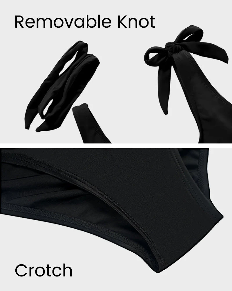 Double Tie Shoulder High Waist Tummy Control Bikini Set - Image 9