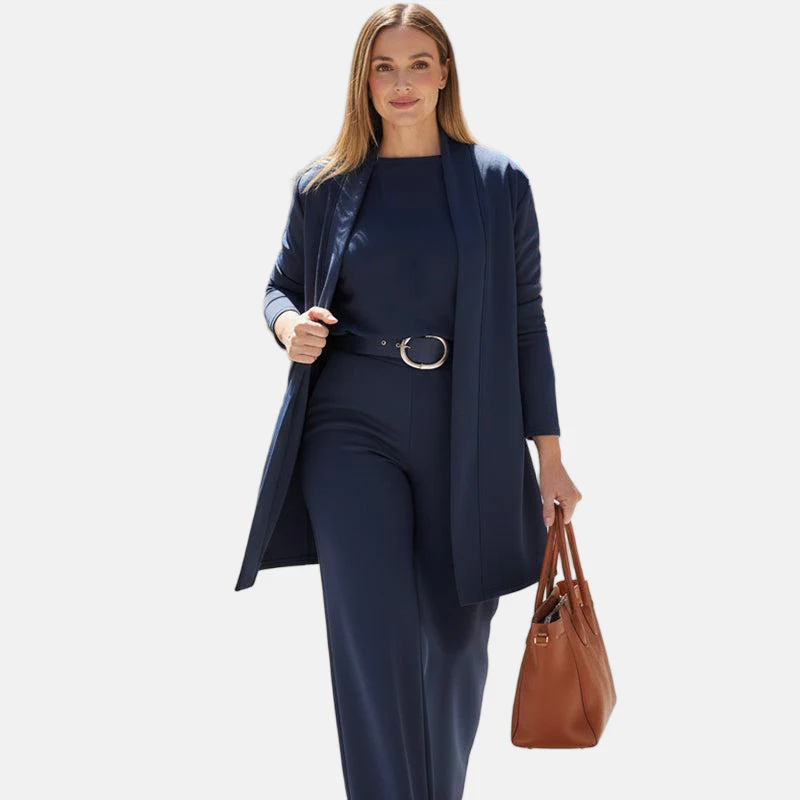 Elegant 3-Piece Set Including Long Cardigan, Top And Pants - Image 6