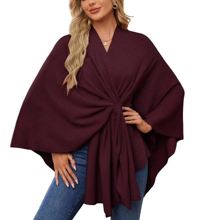 Elegant Shawl Wraps Soft Open Front Poncho Sweater - Image 10