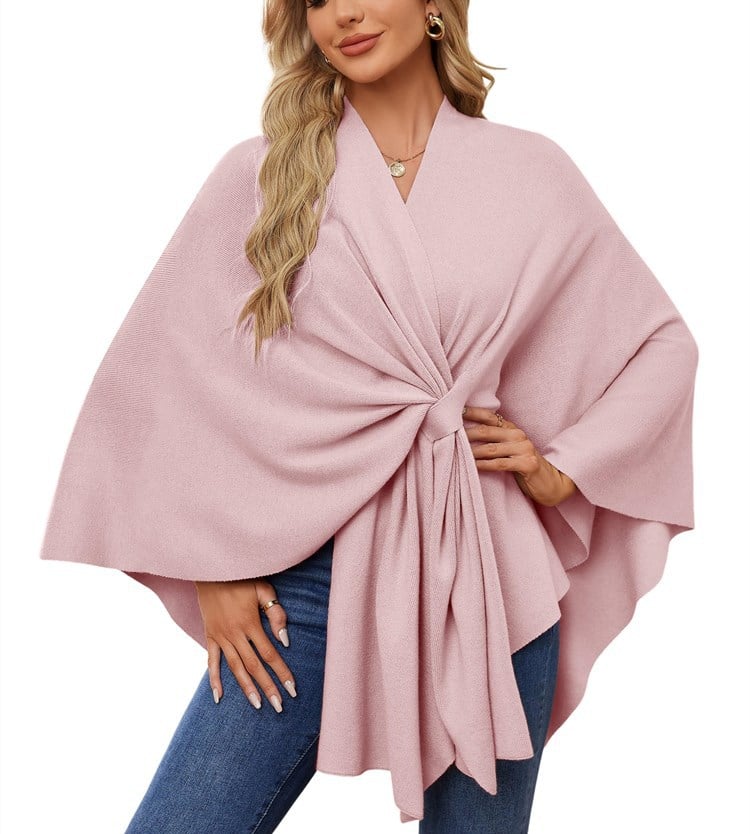 Elegant Shawl Wraps Soft Open Front Poncho Sweater - Image 11
