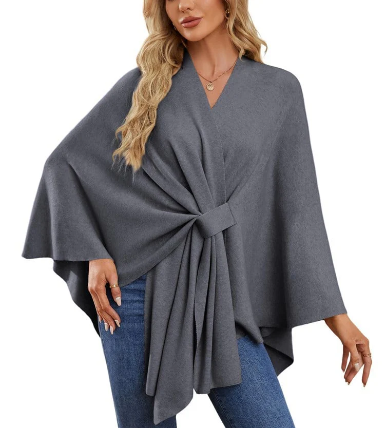 Elegant Shawl Wraps Soft Open Front Poncho Sweater - Image 13