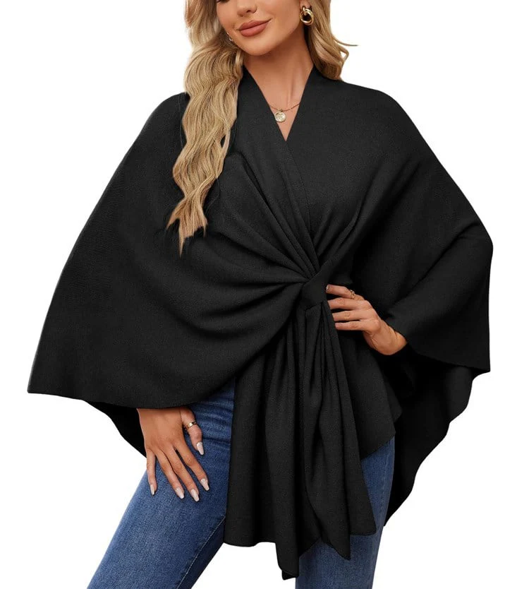 Elegant Shawl Wraps Soft Open Front Poncho Sweater - Image 8