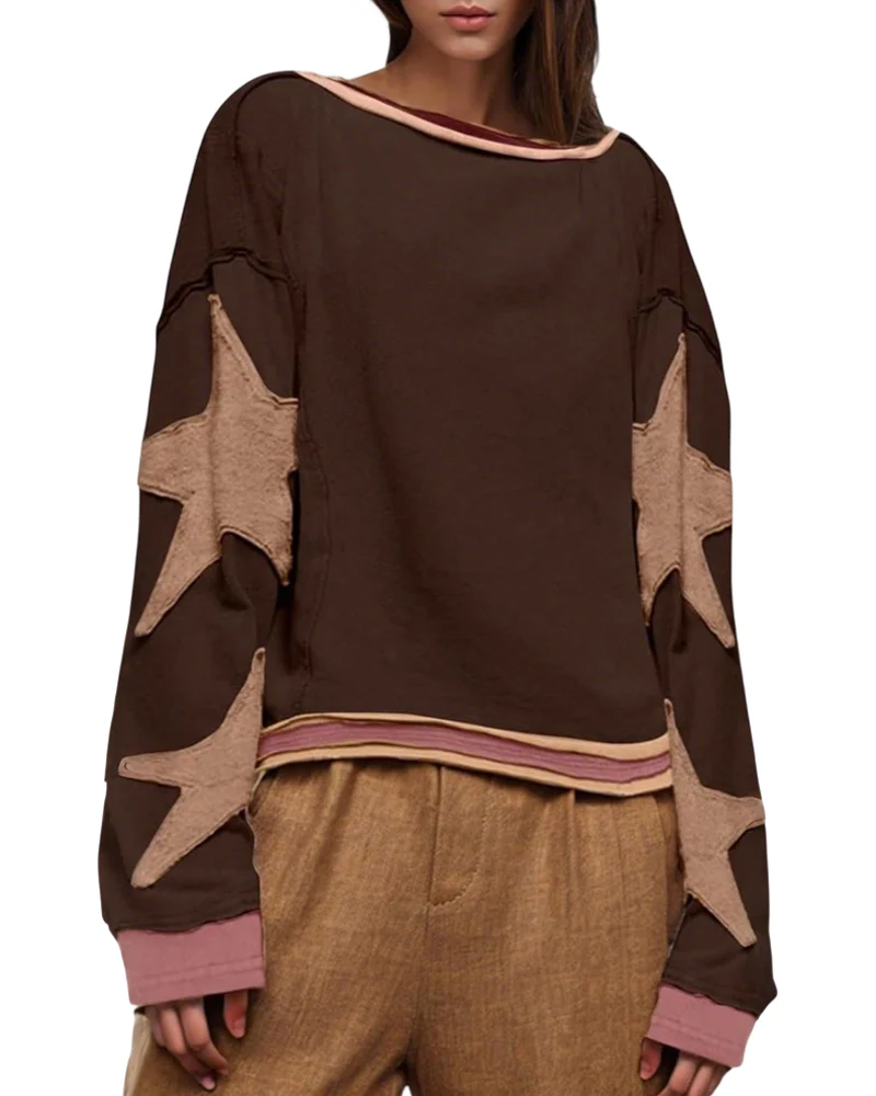 Fashionable Round Neck Hooded Thin Loose Star Hoodie - Image 10