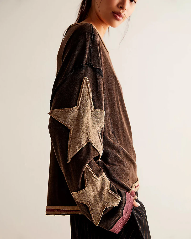 Fashionable Round Neck Hooded Thin Loose Star Hoodie - Image 11