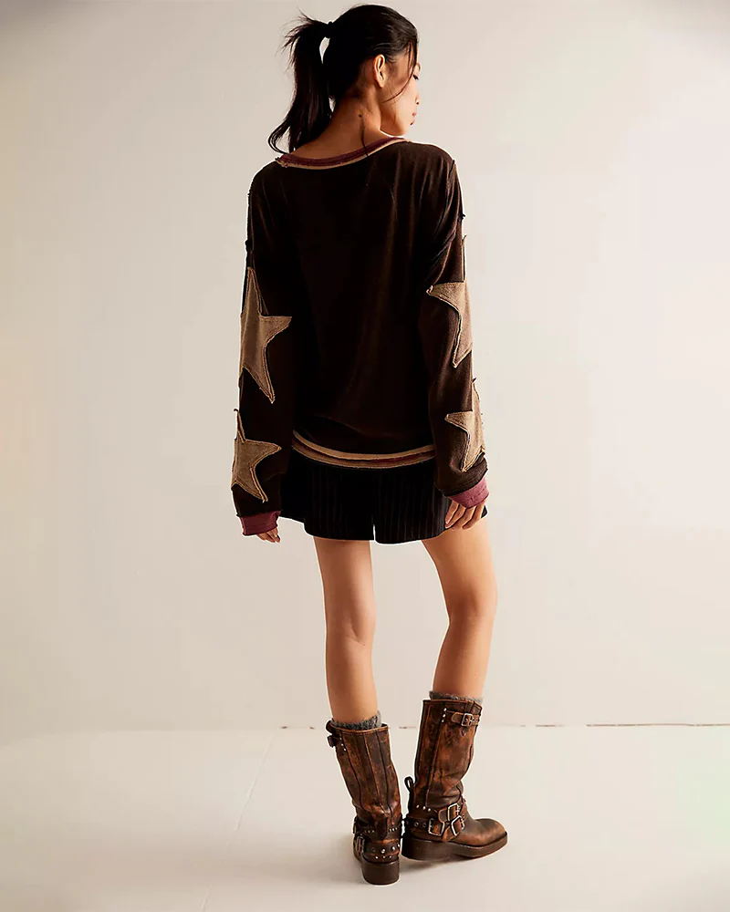 Fashionable Round Neck Hooded Thin Loose Star Hoodie - Image 12