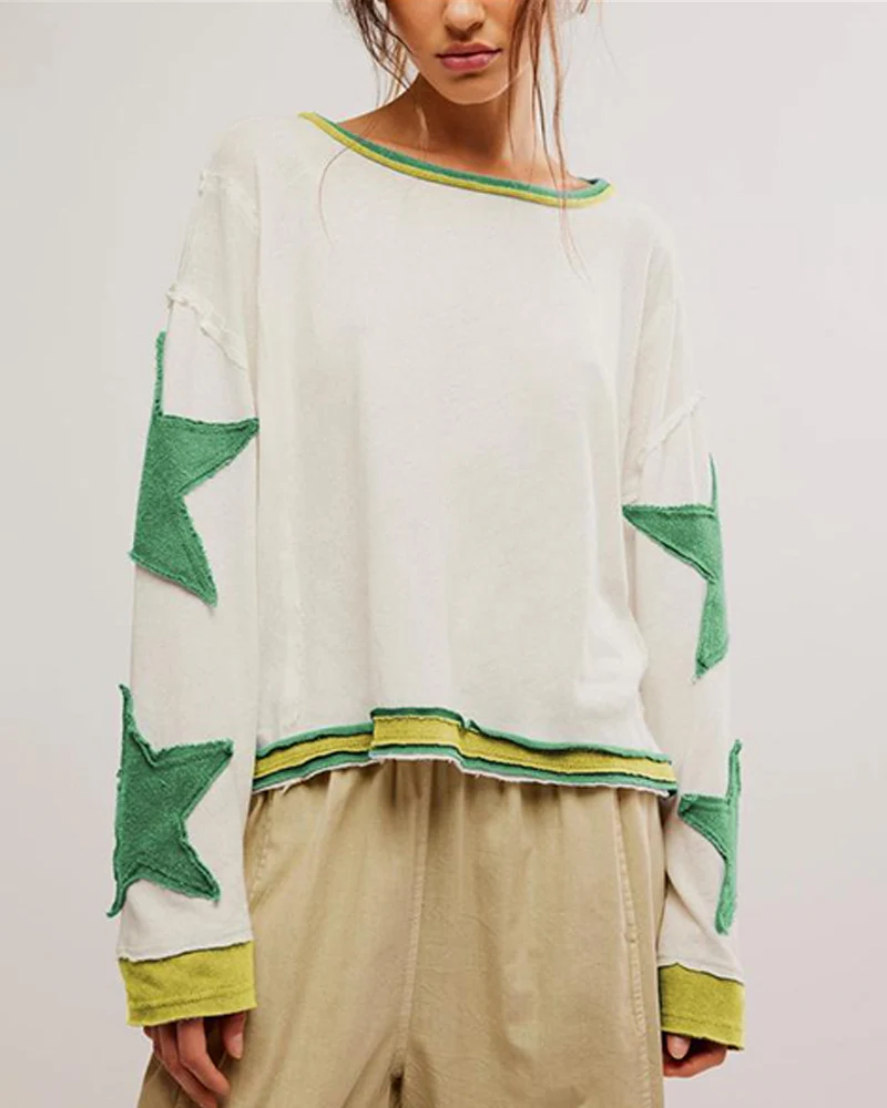 Fashionable Round Neck Hooded Thin Loose Star Hoodie - Image 4