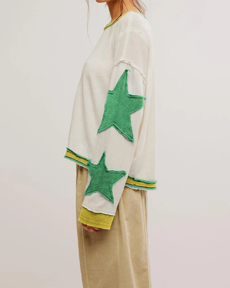 Fashionable Round Neck Hooded Thin Loose Star Hoodie - Image 5