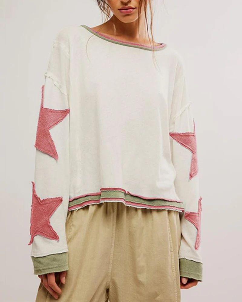 Fashionable Round Neck Hooded Thin Loose Star Hoodie - Image 7