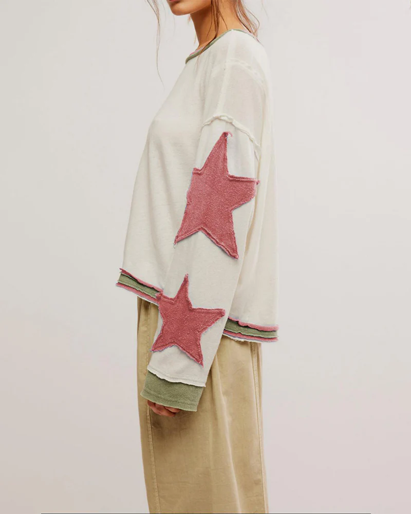 Fashionable Round Neck Hooded Thin Loose Star Hoodie - Image 8