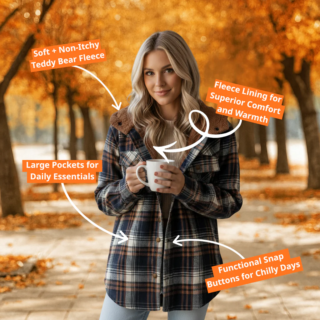 Curvevera Teddy Bear Flannel Jacket - Image 2