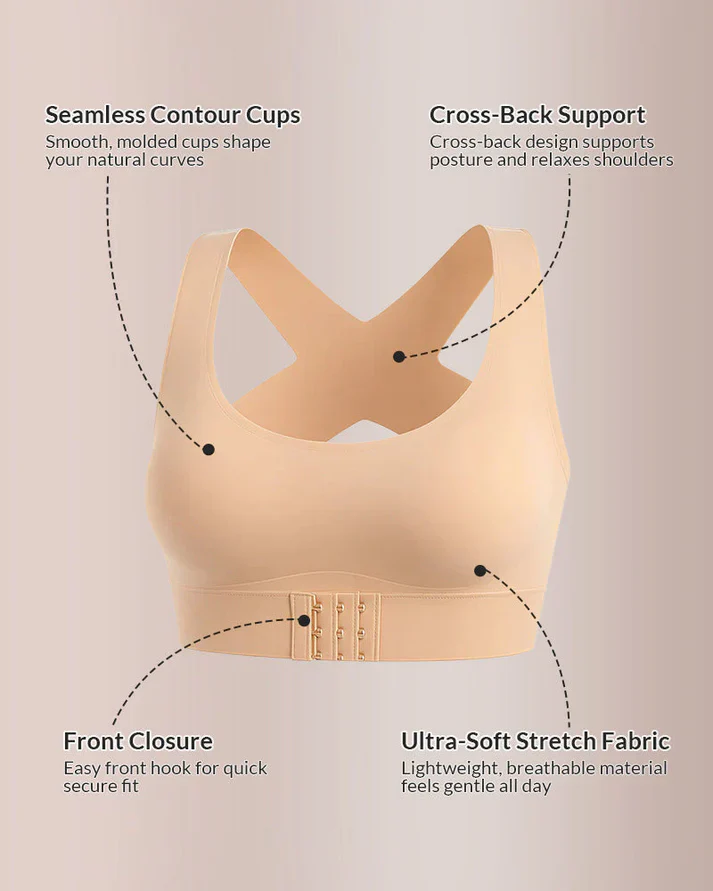 Front Closure Cross-Back Wireless Posture Bra - Image 2