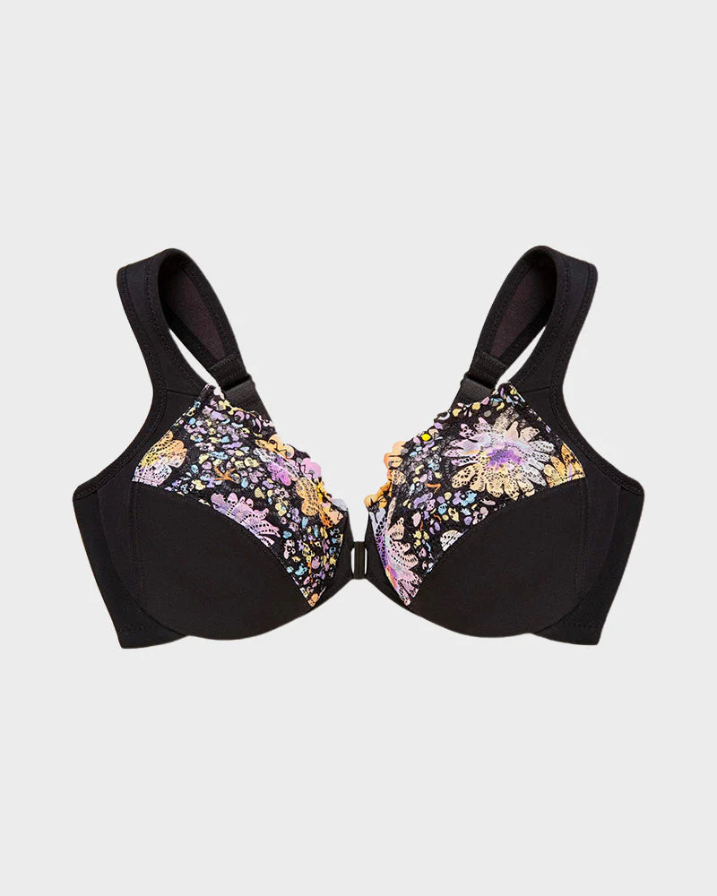 Front-Closure Underwire Print Bra - Image 4