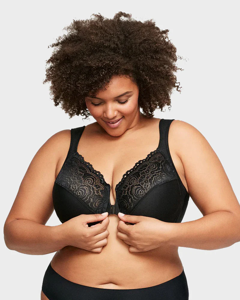 Front-Closure Underwire Print Bra - Image 5