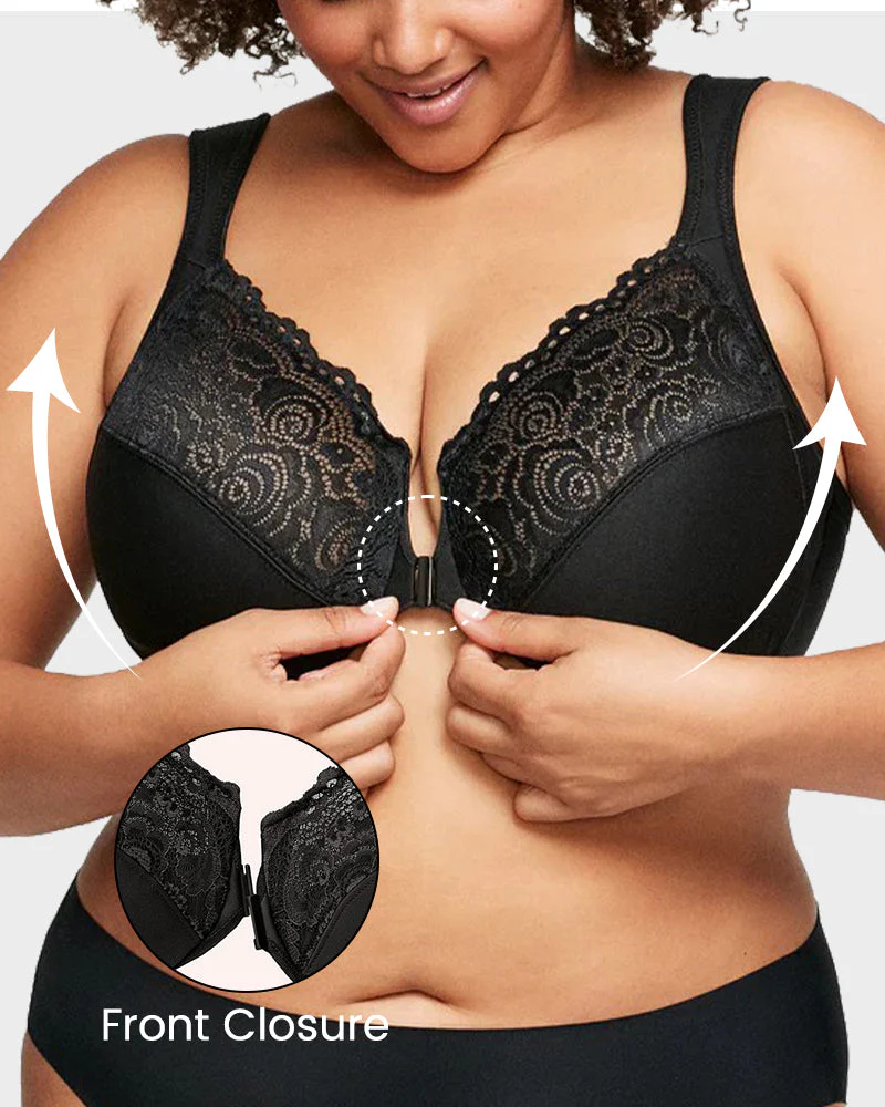Front-Closure Underwire Print Bra - Image 8