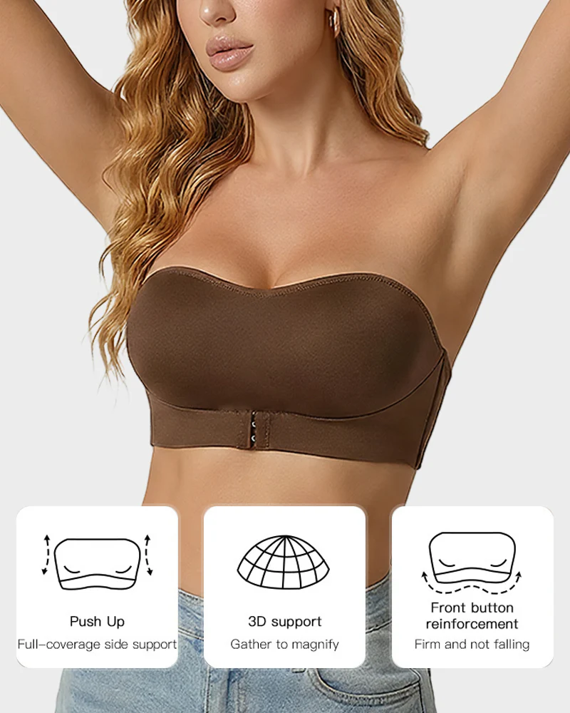 Front Closure Wireless Seamless Bandeau Bra - Image 12