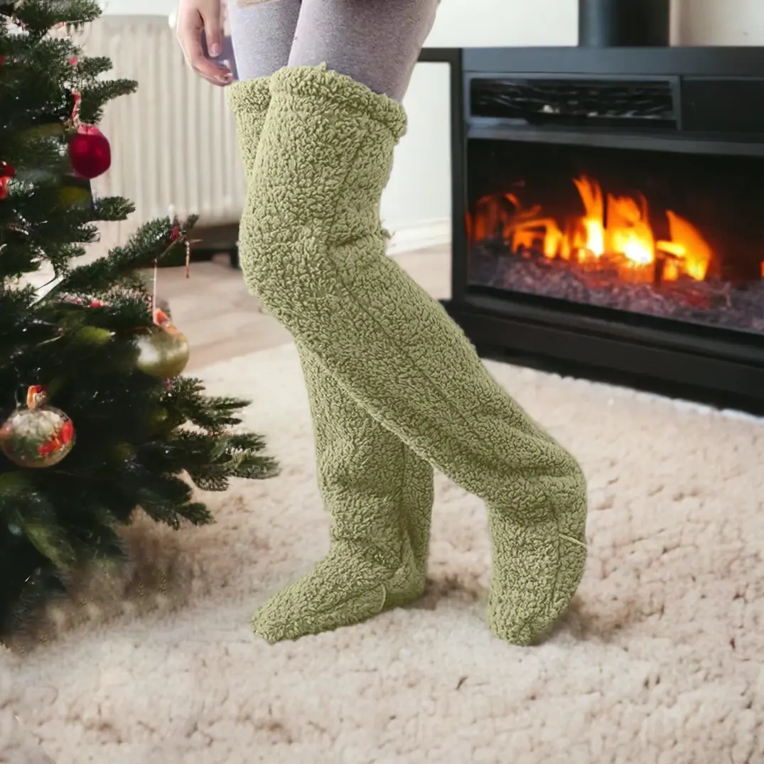 High Fuzzy Long Socks Winter Warm Cold Leg Knee Joint - Image 17