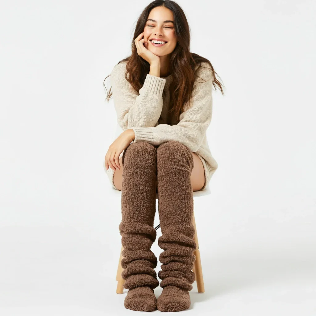 High Fuzzy Long Socks Winter Warm Cold Leg Knee Joint - Image 19