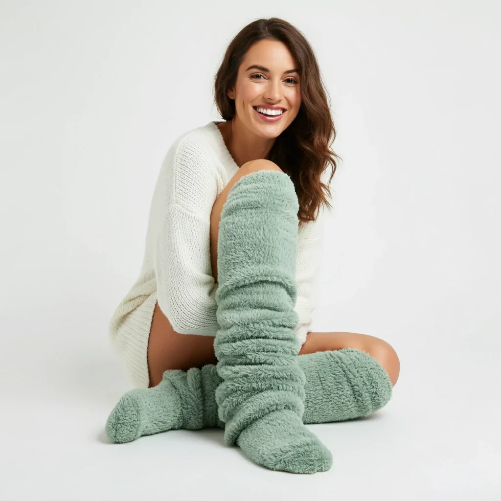 High Fuzzy Long Socks Winter Warm Cold Leg Knee Joint - Image 26