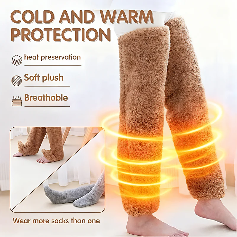 High Fuzzy Long Socks Winter Warm Cold Leg Knee Joint - Image 3