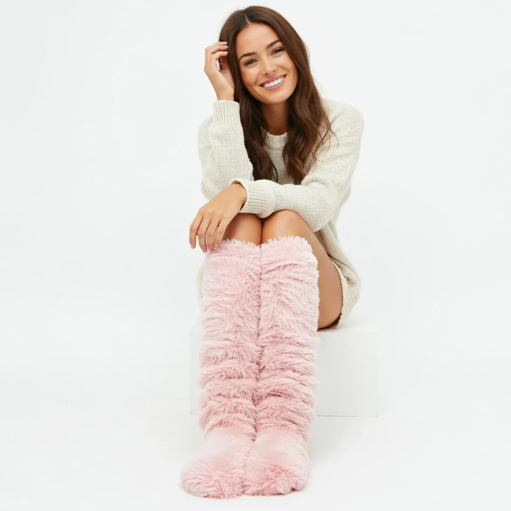 High Fuzzy Long Socks Winter Warm Cold Leg Knee Joint - Image 30