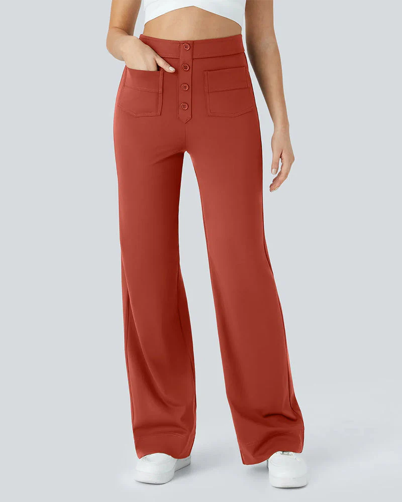 High-Waist Button Front Straight-Leg Pants - Image 10
