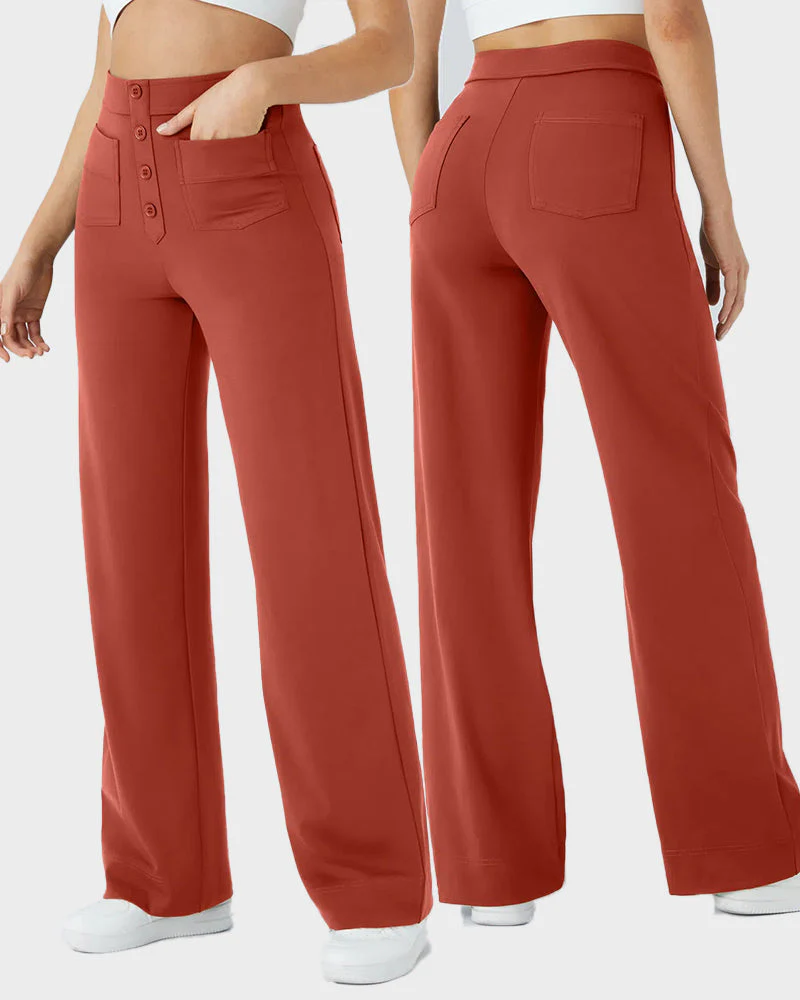 High-Waist Button Front Straight-Leg Pants - Image 11