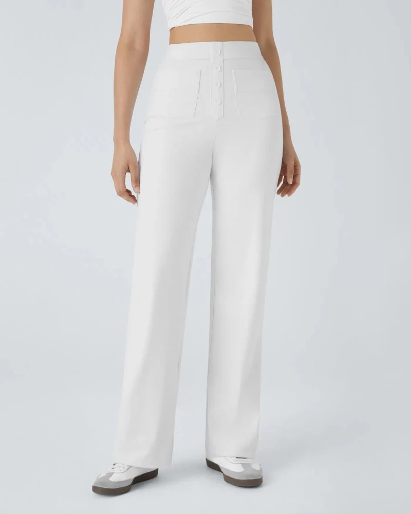 High-Waist Button Front Straight-Leg Pants - Image 14