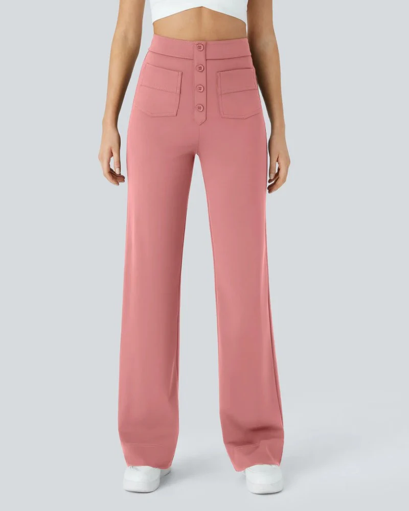 High-Waist Button Front Straight-Leg Pants - Image 16